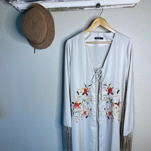 Nasty Gal Kimono Dress Duster Embroidered